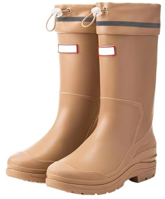 Generisch Bottes en caoutchouc antidérapantes pour femme - Imperméables - Pieds nus - Bottes de jardin - Tige large - Bottes de pluie - Chaussures de jardin