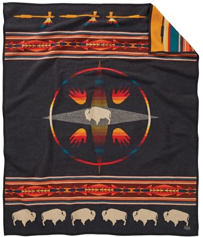 Pendleton Jacquard Napped Throw Blanket, Wool-Cotton Blend, 64 x 80 in