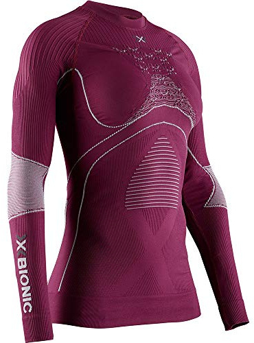 X-Bionic Energy Accumulator 4.0 Round Neck Long Sleeves, Strato Base Camicia Funzionale Donna, Plum/Pearl Grey, XS