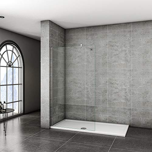 Xinyang 700x2000mm Walkin Shower Screen Panel Wetroom Shower Enclosure 8mm Easy Clean Glass with Support Bar F-131
