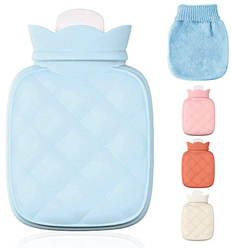 Redify Small Hot Water Bottle Bag for Hot & Cold Compress with Cover,Microwave Heating Soft Environment-Friendly Silicone for Babies Kids,Mini Hot Wate Bottle for Travel and Pain Relief,Holiday Gifts