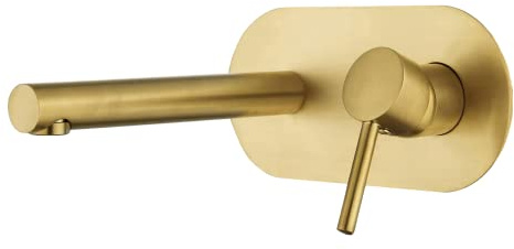 VALAZ Robinet Salle Bain Mural | Mitigeur Lavabo, Mélangeur Eau Froide et Chaude, Pas de Fuites, Installation Facile et Rapide | Laiton, Inoxydable, Élégant, Doré Brossé, Série Duero