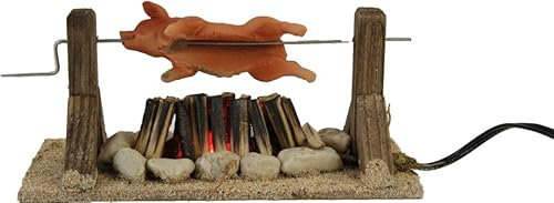 dekoprojekt Krippenzubehör Spanferkel am Lagerfeuer, LED