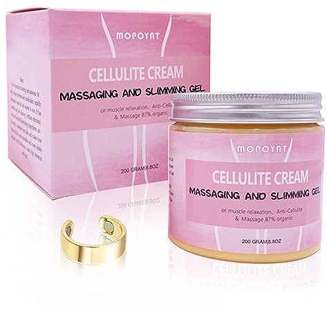 Crema Celulitis Pomada De Mostaza Crema Anticelulitica Reductora y Reafirmante Crema Reductora Abdomen Mujer Crema De Masaje 200g Naturale Crema Adelgazante Corporal Dar 1 Anillo Magnético(Dorado)