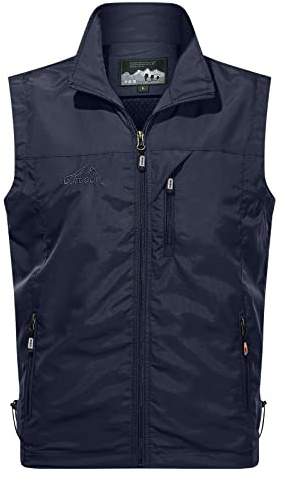 Duohropke Chaleco para hombre chaleco acolchado outdoor con capuza chaleco de trabajo ligero funcional con muchos bolsillos chaleco de pesca caza senderismo chaqueta sin mangas camping fotografía