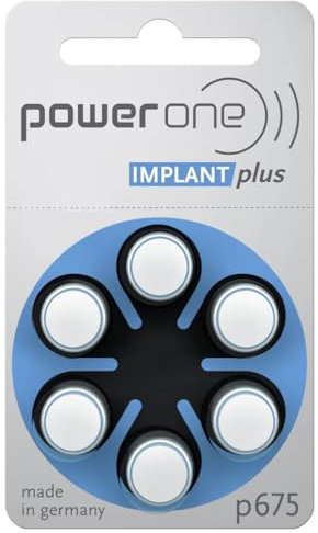 Power One 675 - Batteria per apparecchi acustici, colore blu, per cocleare, confezione speciale medica + scatola per 2 batterie per apparecchi acustici