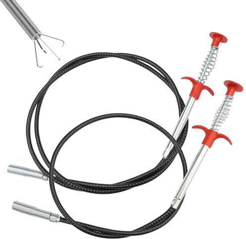 Lot de 2 spirales de débouchage de canalisations - 2 m/0,9 m - Pince de nettoyage de tuyau flexible - Pince de préhension en spirale - Pour le nettoyage des tuyaux - Pince télescopique pour cuisine,