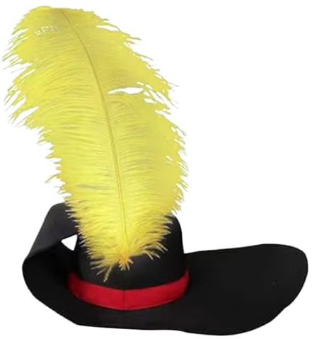 ZICHENXR Cappello di Natale alla moda nero cappello di Natale morbido regolabile unisex festivo usura celebrazione cappello con piume gialle