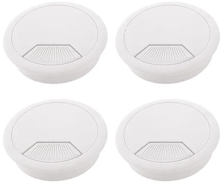 MIRKUZI Canali portacavo 4 pezzi Passacavi da scrivania, Passacavi da scrivania, Passacavi bianchi da 60 mm, Passacavi da scrivania per la gestione dei cavi, facili da installare