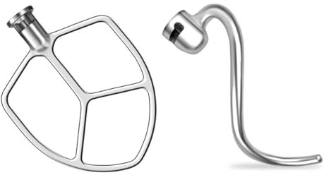 mhddhd Set di Utensili for mescolare, Compatibile con KitchenAid 5QT-6QT Bowl Tilt-Head Stand Mixer Attacco Frusta Piatta in Acciaio Inossidabile + Gancio a Spirale for impastare