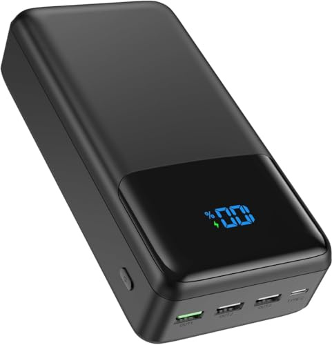 Icmilk Powerbank 60000 mAh de Gran Capacidad, 22,5 W Carga rápida, USB-C 4 Salidas, Batería Externa Pantalla LED, Batería Externa Compatible con iPhone Tabletas Android, etc