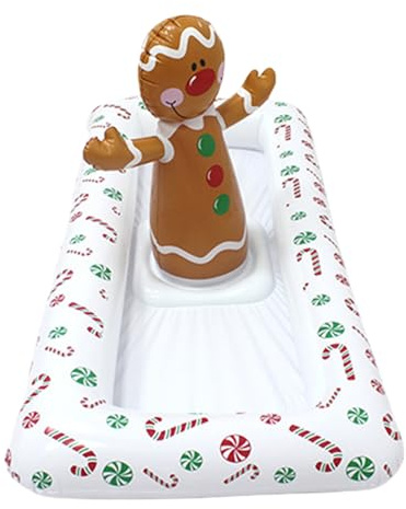 Bandeja para hielo hinchable – Portabebidas Buffet Refrigerante | Contenedor para hielo refrigerante con forma de hombre de pan de pan, para interiores, barbacoas, picnics, piscina, jardín exterior