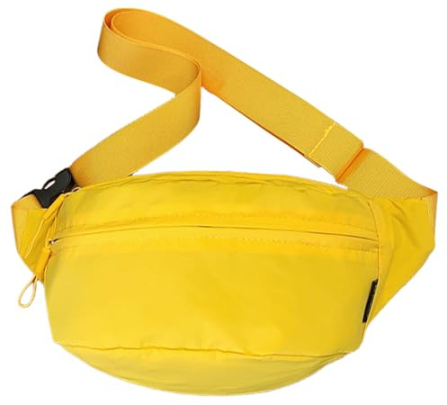 Bauchtasche Gürteltasche für Damen und Herren Bauchtasche Mode Groß Handytasche Wasserdicht Gürteltasche Fächer mit Reißverschluss Sport Laufgürtel für Camping Sport Outdoor Radfahren (Yellow)