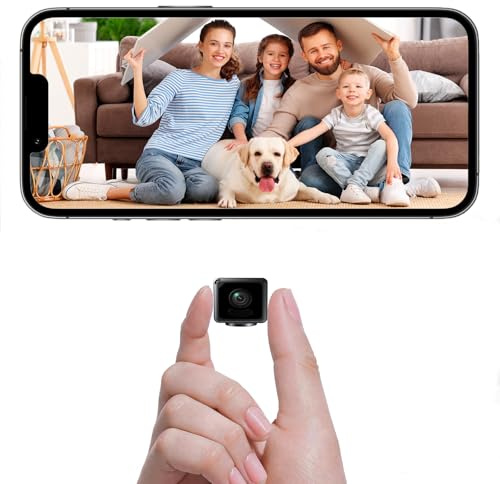 Mini Kamera, 4K HD Kleine Kamera, WiFi Überwachungskamera Innen, Überwachungskamera kamera Mit Handy Übertragung, Lange Standby Akku Kamera, Nachtsicht, Bewegungsmelder, für Babys, Haustiere, Hause