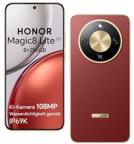 HONOR Magic8 Lite Smartphone 5G, AI Camera 108MP, 7330mAh Batterie, 8GO 256GO Telephone Portable, Écran de 6,79 Pouces, Qualcomm Snapdragon 6Gen4, 2,5m Anti-Chute, IP69K IP68, Rouge
