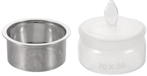 SOESFOUFU 1 Ensemble de coupelle à Huile en Verre de précision avec Filtre en Acier Inoxydable, Pot de Nettoyage pour pièces de Mouvement de Montre, Pot de lubrifiant filtré pour Le Nettoyage des