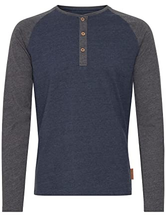 Indicode Winston Herren Longsleeve Langarmshirt Shirt Mit Grandad-Ausschnitt, Größe:XL, Farbe:Navy Mix (420)