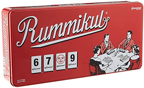 Pressman Rummikub in Retro Tin - The Original Rummy Tile Game Red, 5