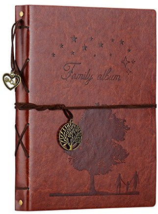 ZEEYUAN Fotoalbum Selbstgestalten Leder Scrapbooking Fotobuch 60 Seiten Ringbuch mit Fotoecken als Geschenk zum Valentinstag Geburtstag Weihnachten für Alle Braun