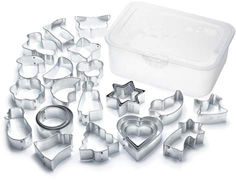 Ausstechformen Set in der Box - 25 Ausstecher für Kekse Plätzchen - Weihnachten - Verschiedene Formen und Motive