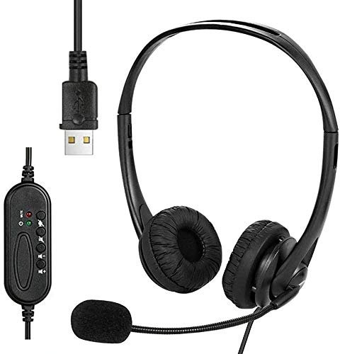 Gaming Headset,Headsets with Microphone,USB PC Headset,Clear Voice,Super Light, Ultra Comfort,2M Long Cable,Noise Cancelling & Audio Controls, PC Headphone for Gaming Skype Call Center Office Computer