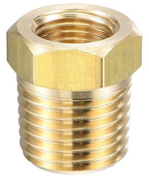 sourcing map Brass Pipe Fitting Reducer Adapter 1/4 NPT Male x 1/8 NPT Female for Water Oil Air Pressure Gauge Temp Sensor