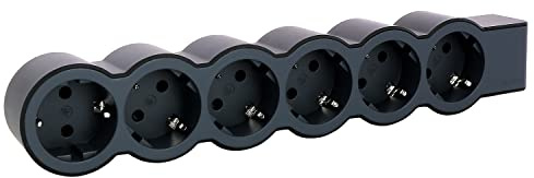 LEGRAND, Flache Steckdosenleiste, 6-fach Steckdose, Mehrfachsteckdose, ohne Kabel, Schwarz/Dunkelgrau, 694580