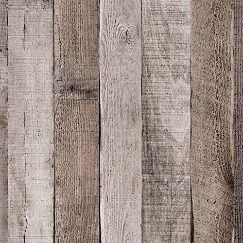 Binifu Wood Wallpaper Peel and Stick Removable Distressed Wood Plank Self Adhesive Faux Reclaimed Wall Paper Shiplap Barnwood Contact Paper Vinyl Roll 17.7 X 118