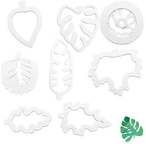 Juego de Moldes Galletas 8 pcs, Cortador de Galletas de Hojas Tropicales, Juego de Cortadores de Fondant de Cortador de Galletas de Hojas Tropicales y Flores, Decoración de Pasteles