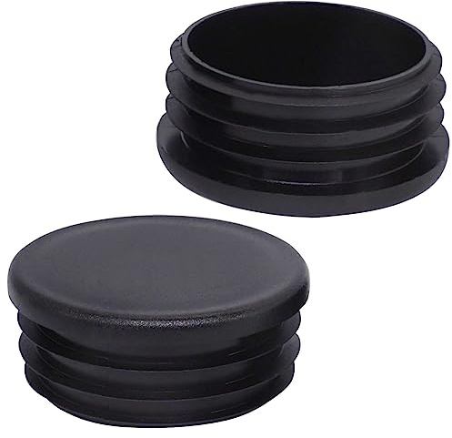 SKIR'CO (10 piezas) insertos de tubo redondo de 2 pulgadas, tapones para postes de valla, tapas de extremo de tubo de plástico negro, tapones de tubería, negro RAL 9005