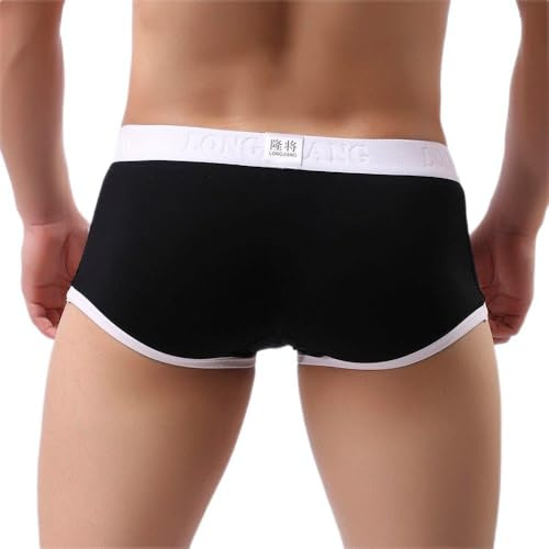 Calzoncillos tipo bóxer con bolsa para hombre, ropa interior tipo bóxer brief, estilo boyshort, suspensorio, realce de bulto, soporte deportivo para hombres, cintura media, para correr, ropa interior