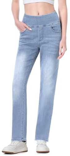 Chasehot Jeans Donna Vita Alta, Pantaloni Elasticizzati Modello Sigaretta Jeggings Curvy Bootcut Gamba Diritti Casual Push Up con 4 Bolsillos Pantalones De Mezclilla Blu Islanda,31-L