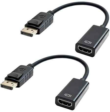 Hawpasy 2PCS 4K Adaptateur Displayport vers HDMI, Convertisseur DisplayPort vers HDMI 4K, Câble mâle et Femelle