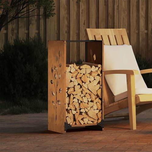 Gecheer Estantería para leña de 40 x 30 x 80 cm, acero resistente a la intemperie, para interior y exterior, fogata, camping, viajes, 864224