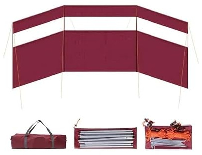UALXPAO Paravento da Spiaggia Paravento for Campeggio all'aperto, paravento for Stufa, for Spiaggia, for Esterni con Finestra(Red Wine)