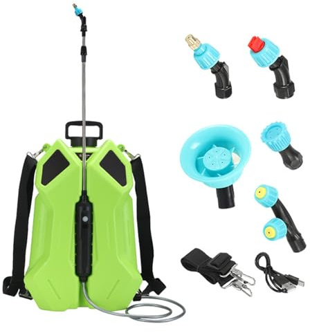 Stgfyxgs Pulverizador Eléctrico, Pulverizador Portátil con Pértiga Telescópica Y Cinco Boquillas, Correa Ergonómica para El Hombro Y Depósito de Agua para, Verde
