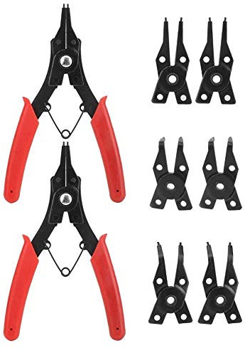 Niady Seegeringzange Set,2ST Multifunktionale 4 in 1 Premium Stahl Seegeringzange Snap Ring Zangen Kombi Set mit Heads-Werkzeug