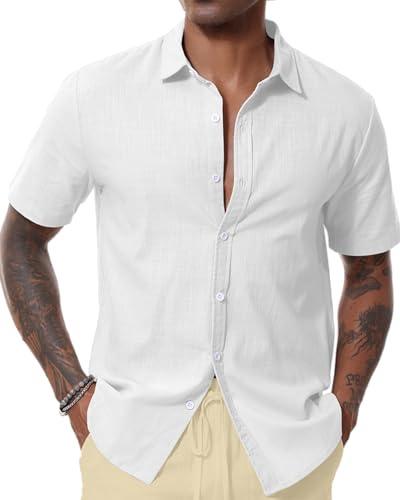 LVCBL linneskjorta herr skjorta kortärmad linneskjorta fritidsskjorta sommar casual normal passform skjorta M-3XL