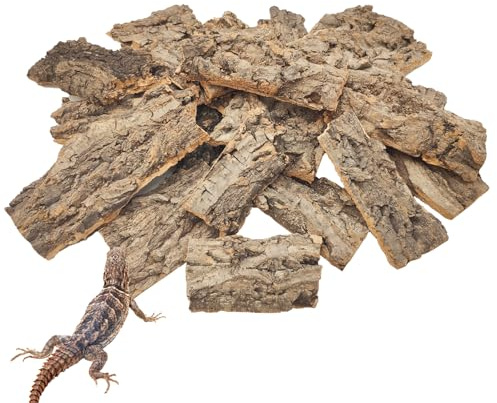 VCEPJH 1.5 LB Reptile Bark Bedding, Natural Cork Bark for Reptiles Flat Cork Wood Terrarium Substrate Tank Supplies for Snake Spiders Bearded Dragons Hermit Crabs Geckos