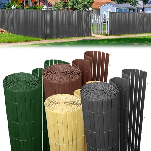 Izrielar Tappetino Canniccio in PVC, 160 x 400 cm, marrone, per balcone con fascette, rivestimento per balcone, rinforzo 3 pesi, paravento per balcone, recinzione da giardino ai raggi UV