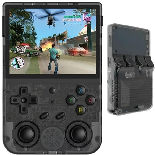 Consola Retro Portatil R36S con 15000 Juegos - Mini Consola Portatil con Juegos de PS1, PSP, N64, NDS, SuperN, GameB, GBA, NeoG, etc. Pantall HD IPS de 3.5 640*480 - Quad Core 1,5 GHz y RAM 1GB