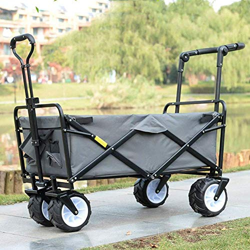 JKSVTF Foldable Hand Trucks Pull Garden Trolley Folding Hand Cart Wagon Portable Supermarket Shopping Grocery Cart Trolley Outdoor Camping Fishing Cart (A)