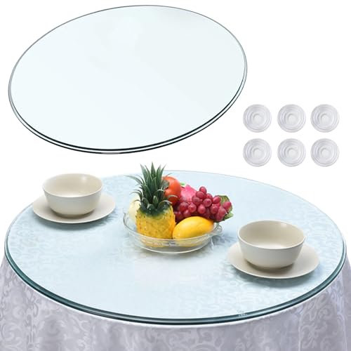 SAGIDAR Tablero Superficie Redonda De Mesa, Tablero De Vidrio Templado Transparente, Cristales A Medida para Mesa De Centro, Seguro E Inastillable, 45cm 50cm 58cm 70cm, Vidrio Templado(450mm)