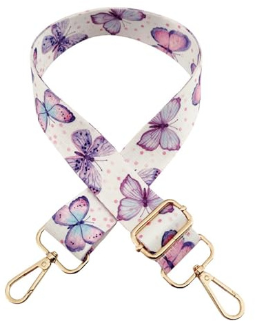 ZOONAI Women Girls Flower Shoulder Strap Wide Crossbody Bag Strap Adjustable Handbag Purse Replacement Belt (Butterfly)