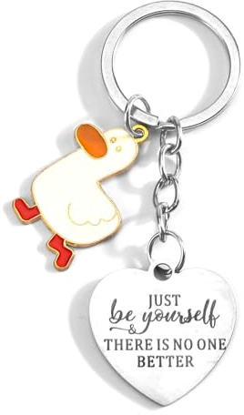 Stainless Steel Inspirational Keychain,Cute Little Duck Pendant for Friends,Perfect Gifts for Women,Ideal Birthday Gift for Girls,Mum,Sister and Unique Good Luck Gifts,Inspirational Gifts for Women