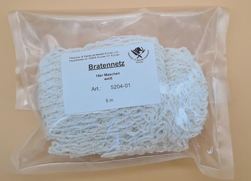 Fleischer- & Restaurantbedarf Kühren Bratennetz Rollbratennetz weiß, elastisch, zum Garen und Braten von Fleisch, Schinken und Wurst 18 er Maschenweite = 25cm Durchmesser (5m)