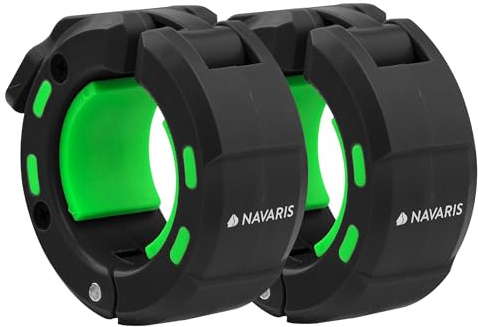 Navaris Cierre Barra Olimpica 50mm - 2x Abrazaderas Barra Olímpica 50mm - Topes para Mancuernas y Barras de Pesas - Diseño de Cierre Rápido y Magnético