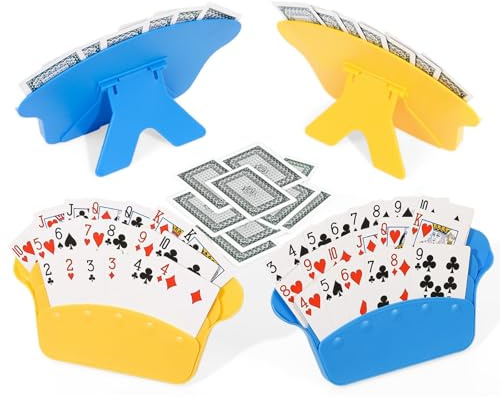 Fanwer Card Holders for Playing Cards 4PCS, 3 Layers Design for Poker Cards, Playing Card Accessories for Adults, Seniors, Kids