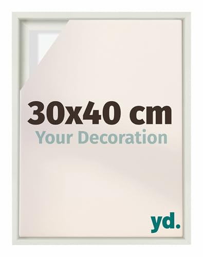 yd. Your Decoration - Schattenfugenrahmen 30x40 - Weiß Matt - Rahmen für Leinwand Bilder auf Keilrahmen - Holz - Lyon