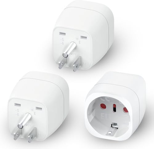 3 Pezzi Adattatore Presa Americana, Adattatore Universale da Viaggio, Adattatore USA (2 pin Europa a 3 pin USA) 3250W, Tipo B Bianca per America Canada Messico Thailandia Oltre 40 Paesi Internazionali